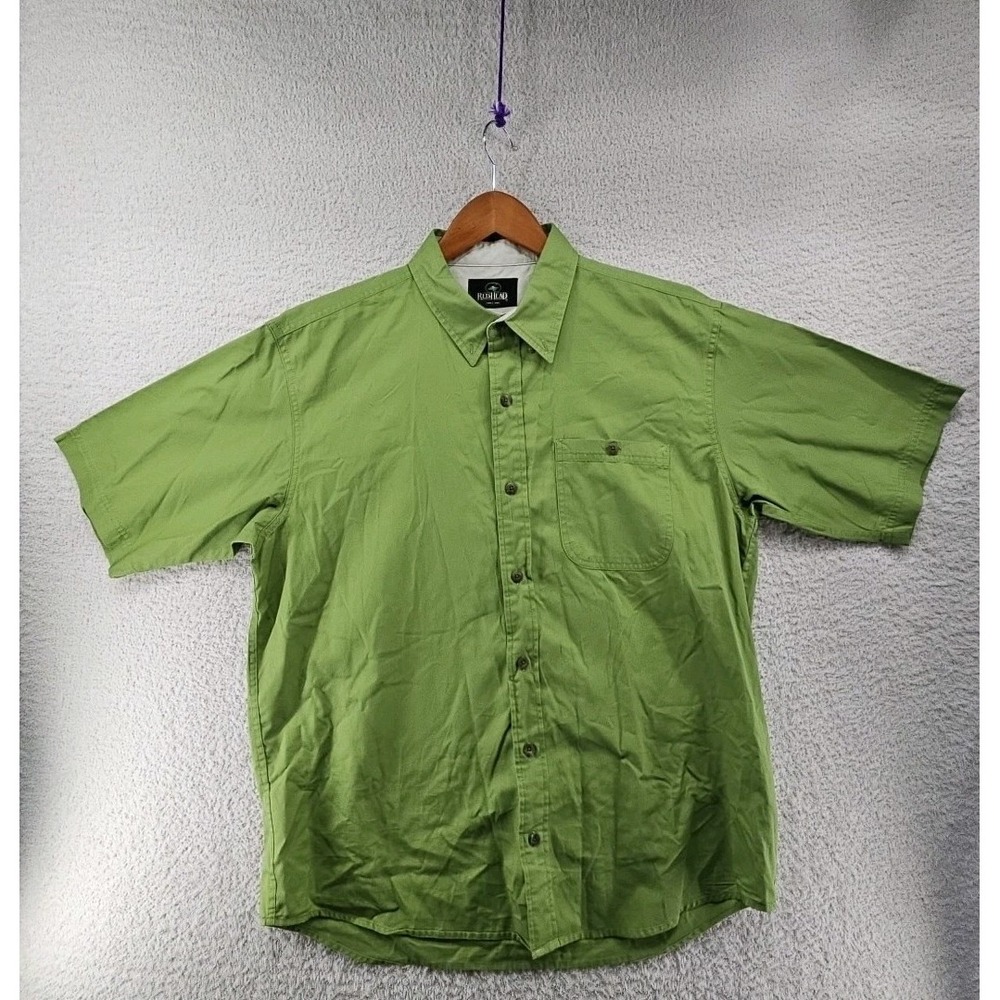 RedHead Shirt Mens Large Green Short Sleeve Button Up Outdoor Casual